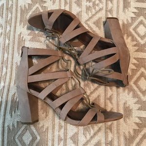 Strappy high heeled sandals